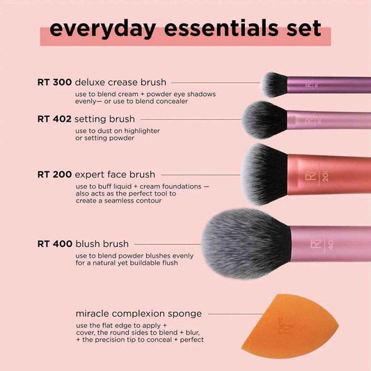 Real Techniques Everyday Essentials Brush Set ✨🖌 - Pinky Cosmetics