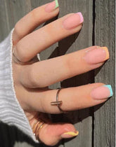 24 Pieces Pink White Gradient Nail Art of Almond Shape Press On Nails - - - Pinky Cosmetics -- United Arab Emirates -- Pinky Cosmetics