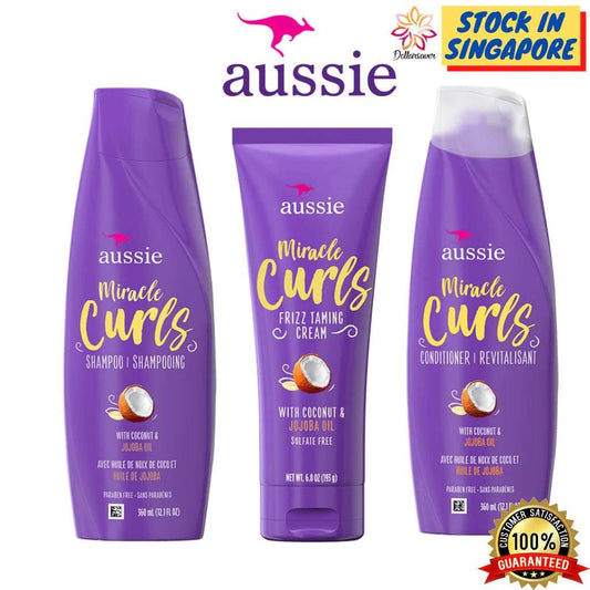 Aussie Miracle Curls Shampoo with Coconut & Jojoba Oil, For All Hair Types, Paraben Free, 26.2 fl oz - - Pinky Cosmetics -- United Arab Emirates -- Pinky Cosmetics