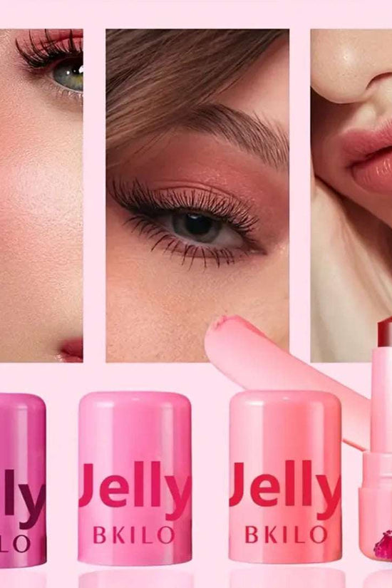 4 piece jelly tint collection featuring four vibrant jelly tints in stylish packaging for a radiant lip look
