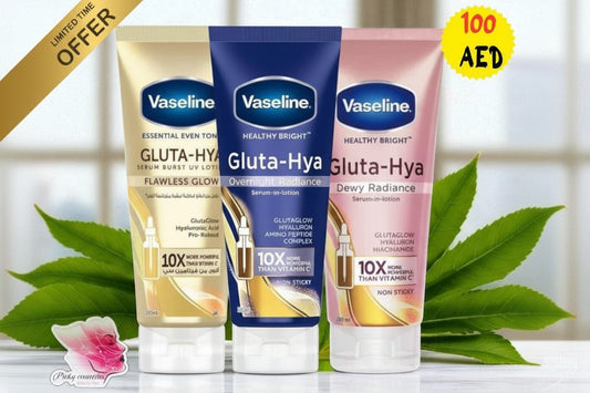 Vaseline Gluta-Hya Serum-in-Lotion Trio – Flawless, Dewy & Overnight - Brightening Body Lotion / Serum-in-Lotion - Vaseline -- United Arab Emirates -- Pinky Cosmetics