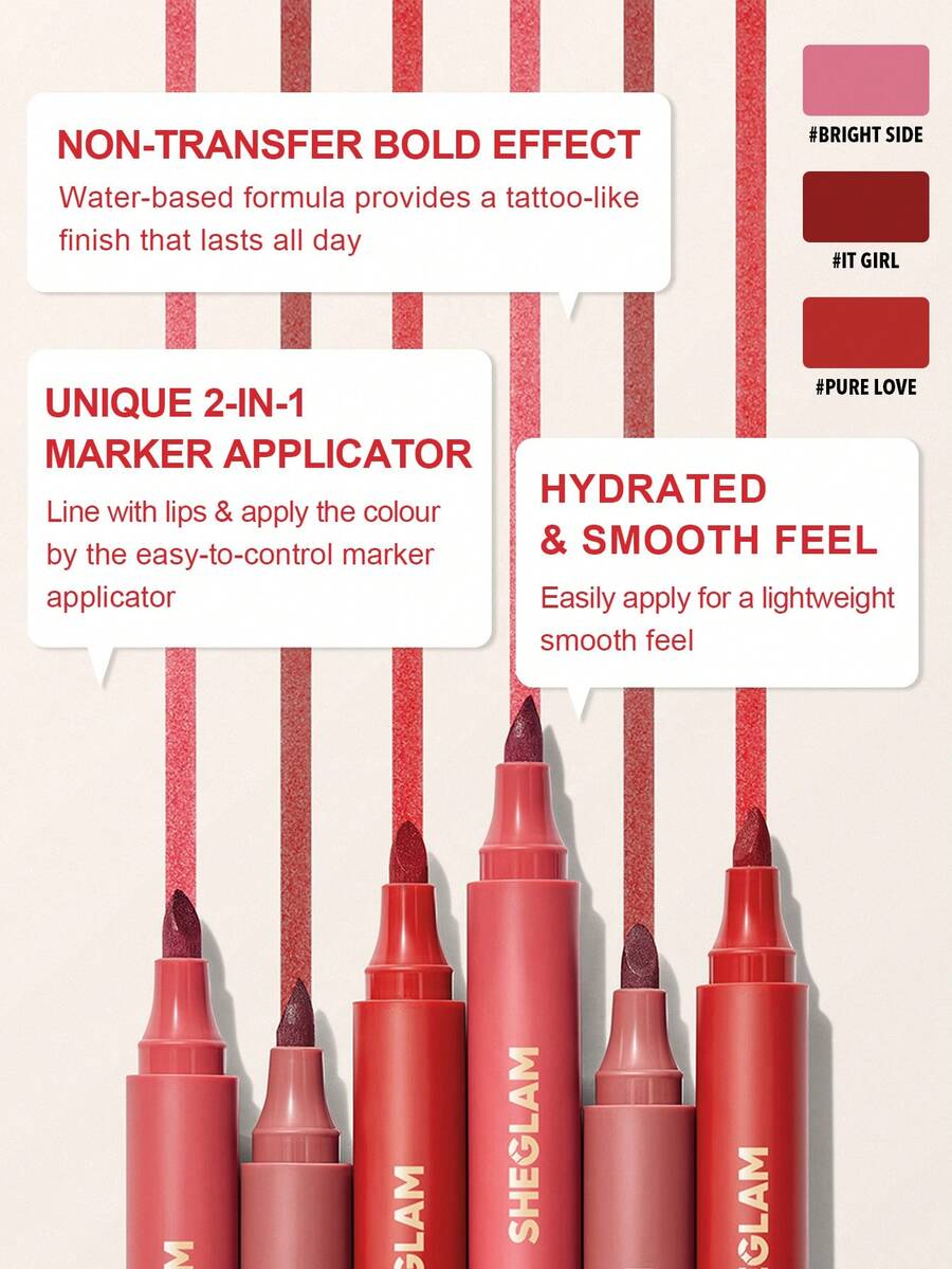 SHEGLAM Love Stained Lip Tint Marker - Matte Red Pen