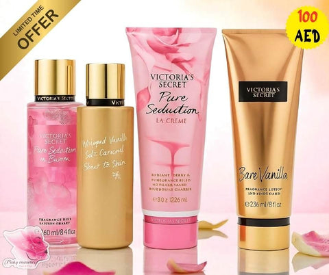 Victoria’s Secret Body Mist & Lotion Bundle – 4-Piece - Fragrance & Body Lotion Gift Set - Victoria’s Secret -- United Arab Emirates -- Pinky Cosmetics