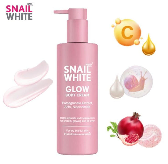 Snail White Glow Body Cream – Pomegranate & AHA - Pinky Cosmetics