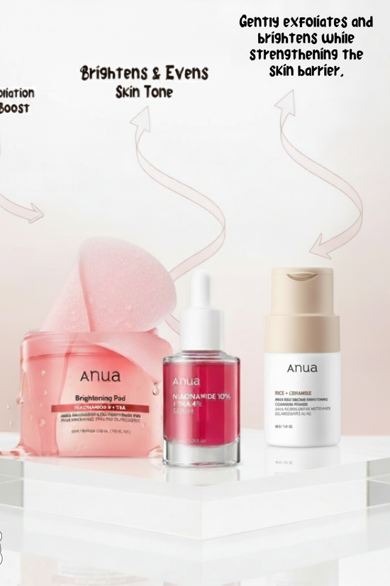 Anua Brightening Set - Niacinamide & Rice Formula Anua Skincare Set  Pinky Cosmetics