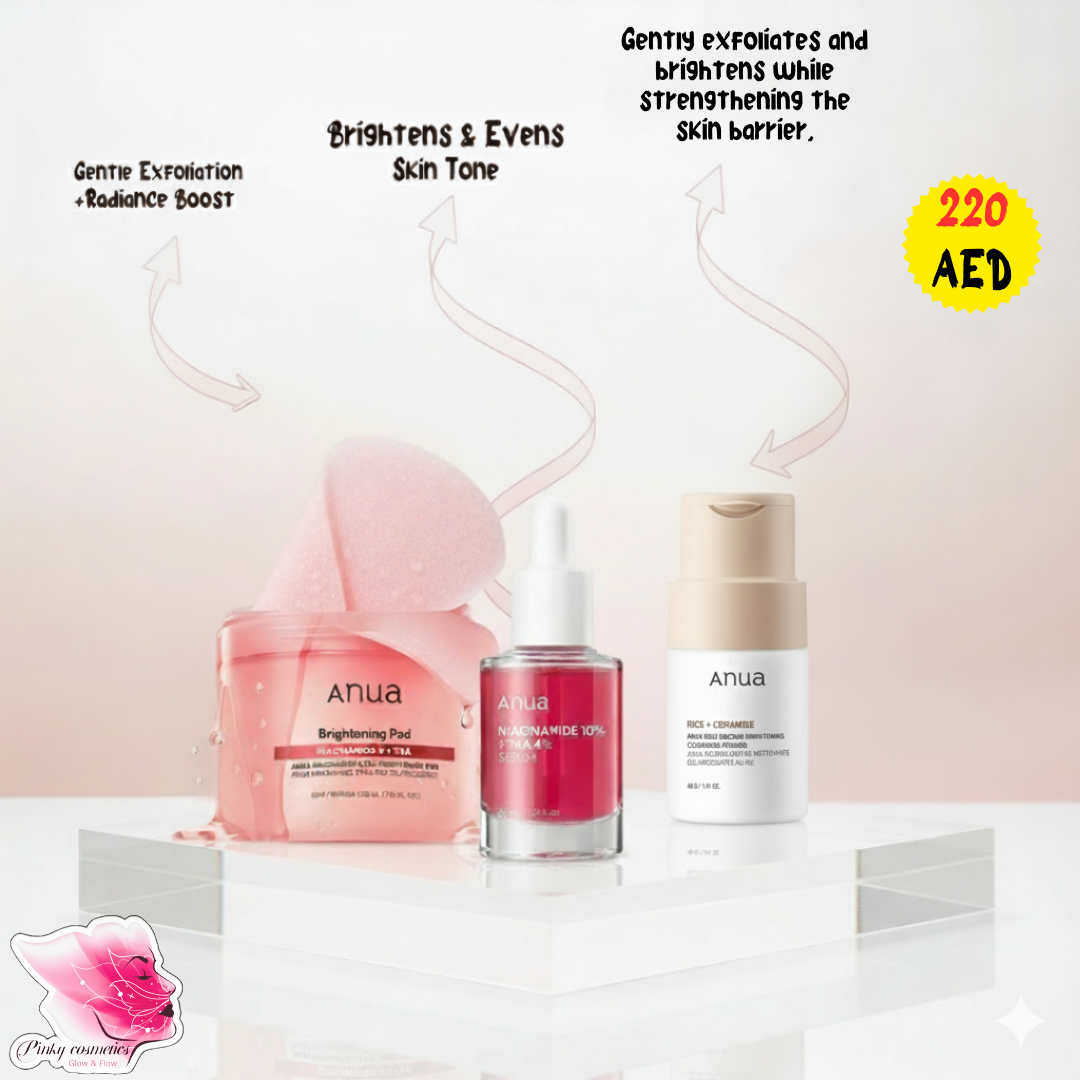Anua Brightening Set - Niacinamide & Rice Formula Anua Skincare Set  Pinky Cosmetics