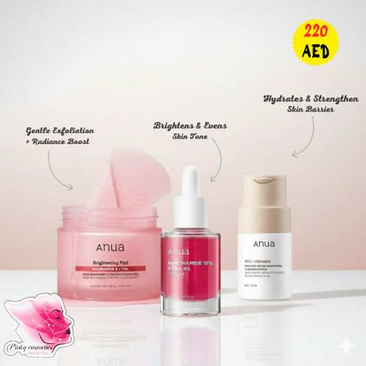 Anua Brightening Set - Niacinamide & Rice Formula Anua Skincare Set  Pinky Cosmetics