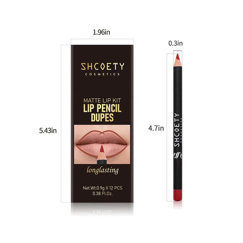 SHCOETY 12-Piece Matte Lip Liner Pencil Set - Lip Liner Set - SHCOETY Cosmetics -- United Arab Emirates -- Pinky Cosmetics