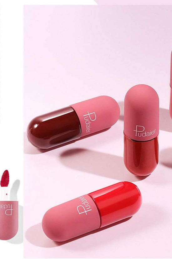 Mini capsule matte lipstick set in 10 vibrant colors, perfect for easy application and stylish on-the-go beauty. Buy mini lipstick online UAE.