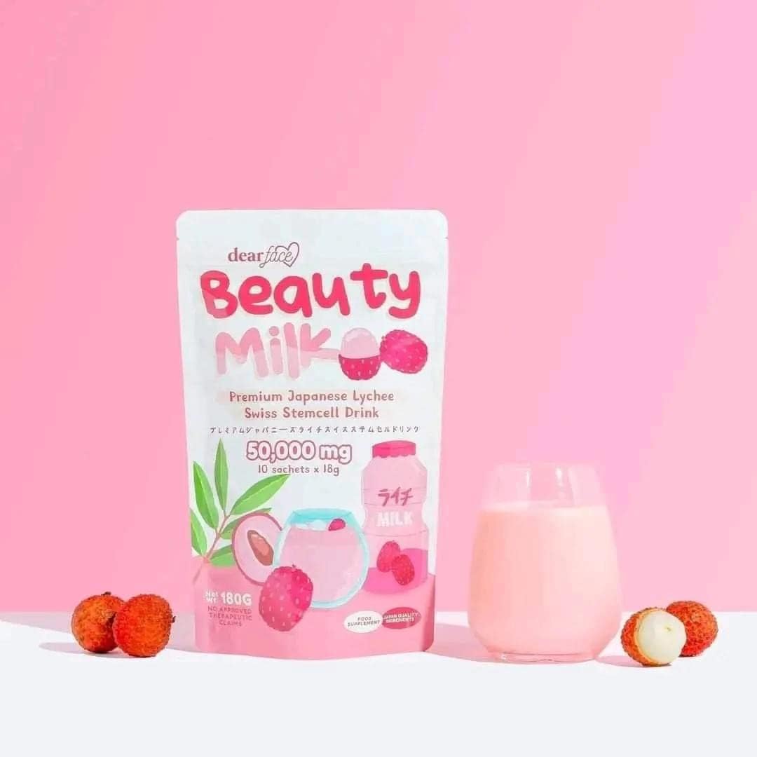Dear Face Beauty Milk Premium Japanese Lychee Swiss Stemcell Drink - Pinky Cosmetics