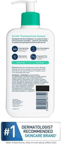 CeraVe Foaming Facial Cleanser Normal Oily Skin 355ml - - Pinky Cosmetics -- United Arab Emirates -- Pinky Cosmetics