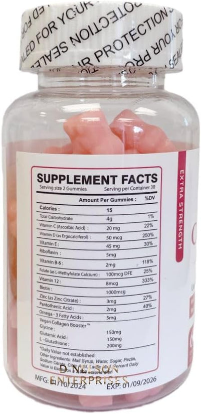 Nature Glow Glutathione Collagen Glow Strawberry Flavor, 60 Organic Chewable Gummies - Pinky Cosmetics