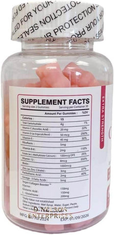 Nature Glow Glutathione Collagen Glow Strawberry Flavor, 60 Organic Chewable Gummies - - Pinky Cosmetics -- United Arab Emirates -- Pinky Cosmetics