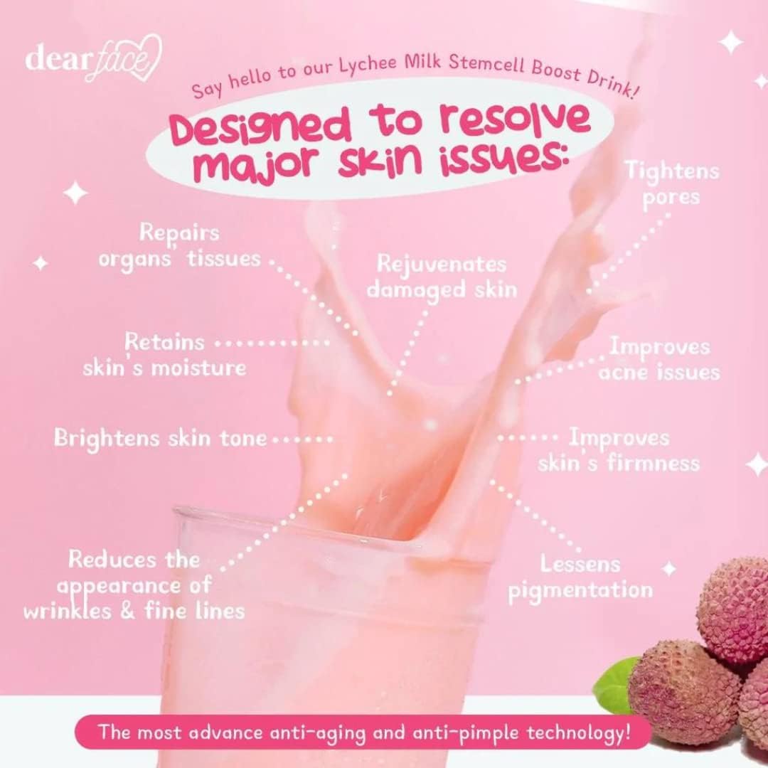Dear Face Beauty Milk Premium Japanese Lychee Swiss Stemcell Drink - Pinky Cosmetics