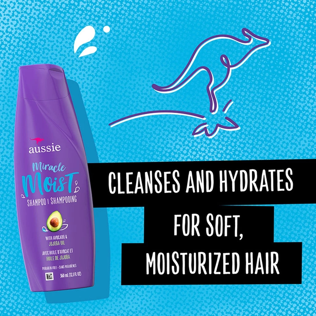 Aussie Miracle Curls Shampoo with Coconut & Jojoba Oil, For All Hair Types, Paraben Free, 26.2 fl oz - Pinky Cosmetics