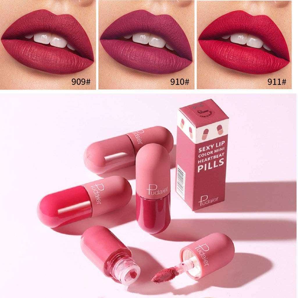 Collection of mini capsule matte lipsticks in 10 vibrant colors, perfect to buy mini lipstick online UAE.