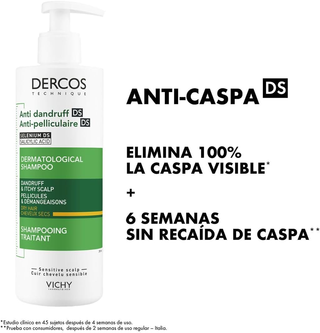 Vichy Dercos Anti-Dandruff Shampoo for Dry Hair 390 ml - Pinky Cosmetics