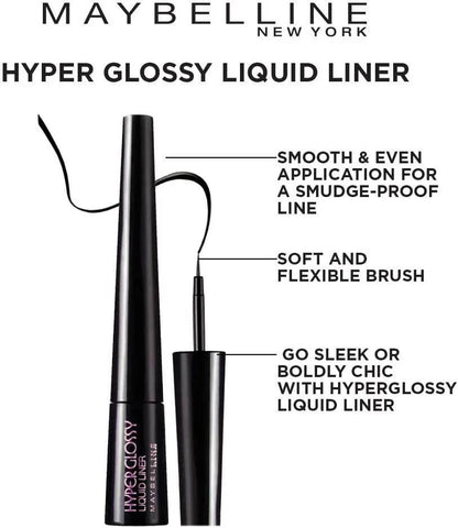 Maybelline Hyper Glossy Liquid Liner - With FREE GIFT (Pair of Multicolor Bangles) - - Pinky Cosmetics -- United Arab Emirates -- Pinky Cosmetics