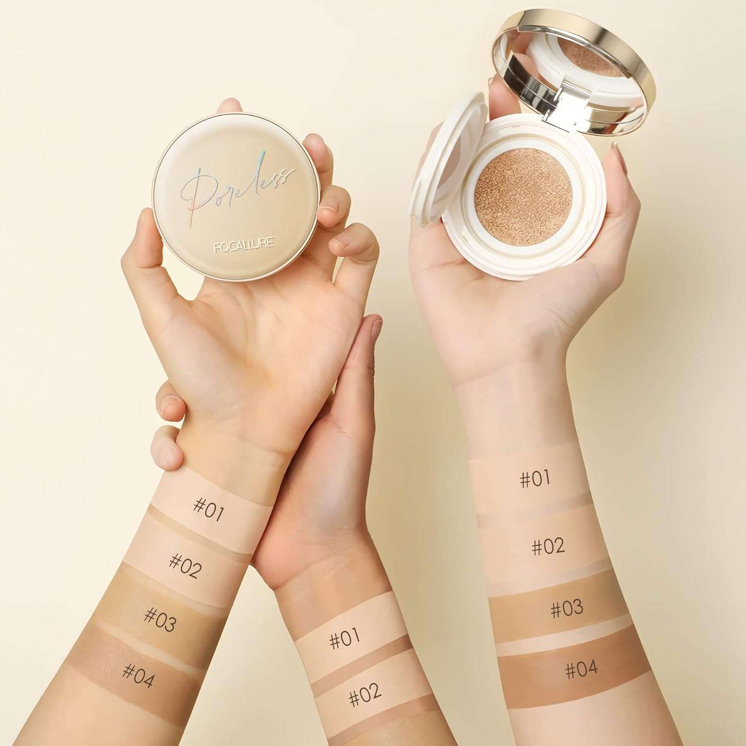 FOCALLURE Poreless BB Cushion Foundation – Full Coverage & Matte Finish