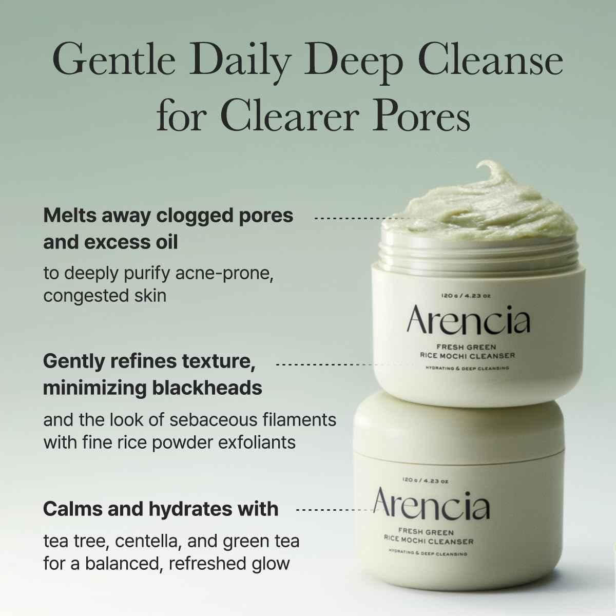 Arencia Fresh Green Rice Mochi Cleanser - Hydrating & Deep Pore Care - Face Cleanser - Arencia -- United Arab Emirates -- Pinky Cosmetics