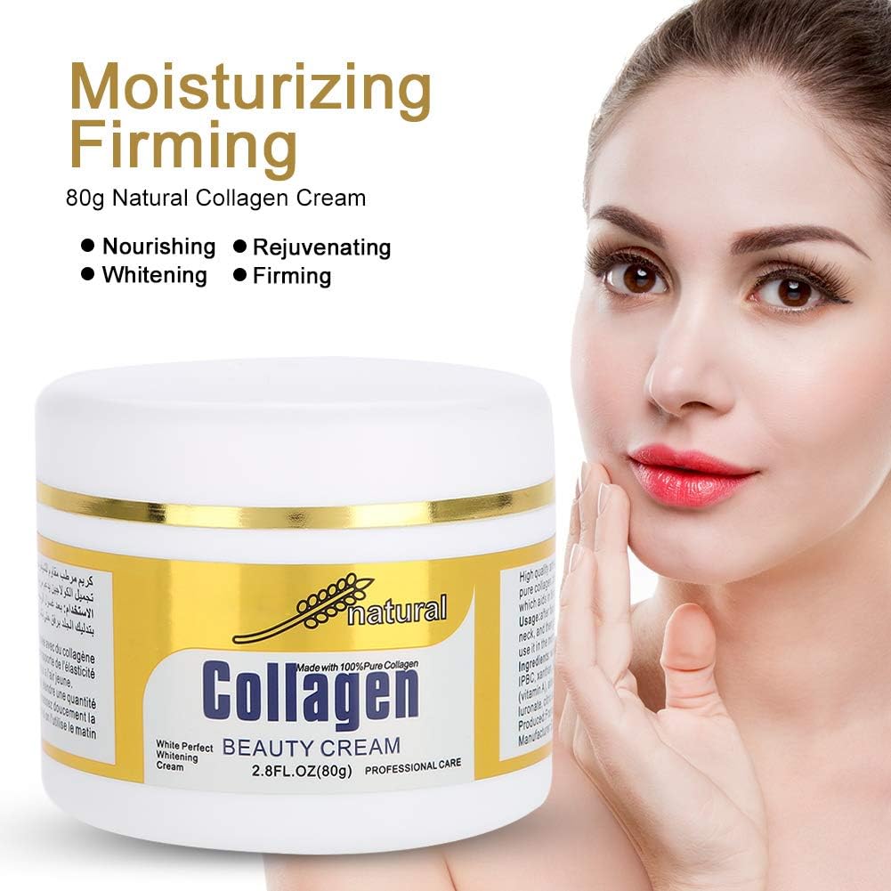 Collagen Cream, 80g Hydrating Firming Anti-aging Face Cream Smooth Fine Lines Brightens Face Skin Care Cream Suitable for All Skin Types - Pinky Cosmetics