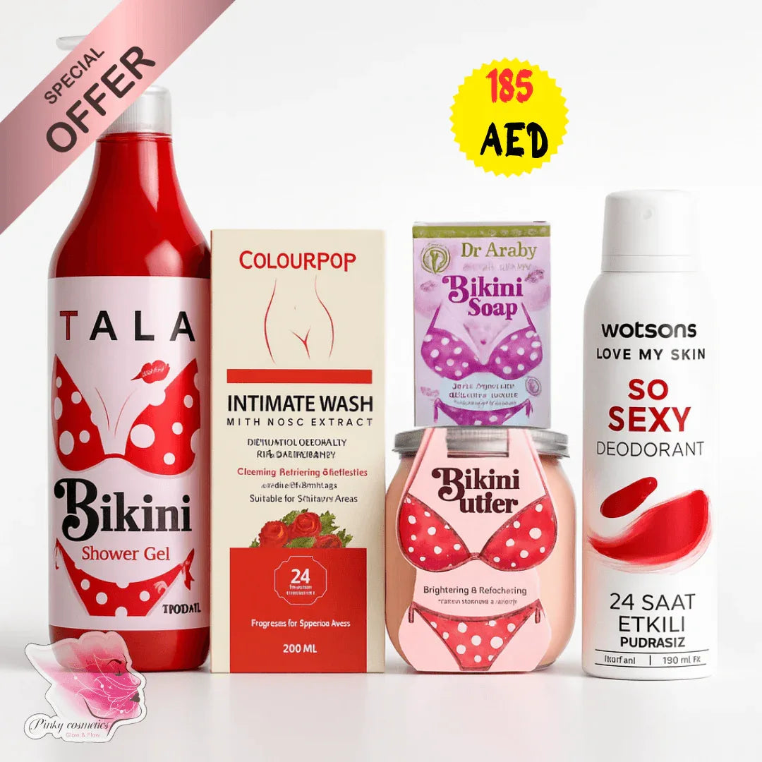 Bikini Care Essential Set - 5 Products - offer set - Multi-Brand Collection (TALA, COLOURPOP, Dr Araby, Watsons) -- United Arab Emirates -- Pinky Cosmetics