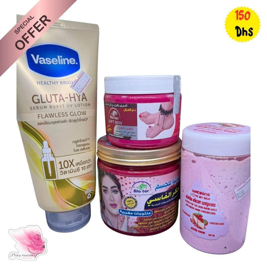 Moroccan Glow Set – Vaseline, Ala Tar & Watsons - Body Glow & Skin Lightening Set - Vaseline, Ala Tar, Watsons -- United Arab Emirates -- Pinky Cosmetics