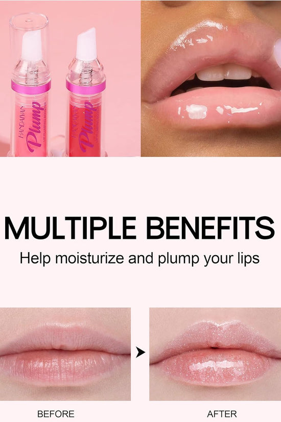 Plumping Lip Oil With Chili Extract - Clear Pink Instant Plumper Lip Gloss, Hydrating & Nourishing Tinted Lip Balm Liquid Lipstick for Lip Plumper Gloss Day & Night Moisturising Repair Lip Oil - Pinky Cosmetics
