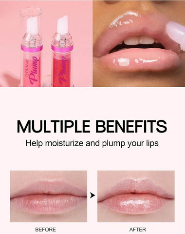 Plumping Lip Oil With Chili Extract - Clear Pink Instant Plumper Lip Gloss, Hydrating & Nourishing Tinted Lip Balm Liquid Lipstick for Lip Plumper Gloss Day & Night Moisturising Repair Lip Oil - - Pinky Cosmetics -- United Arab Emirates -- Pinky Cosmetics