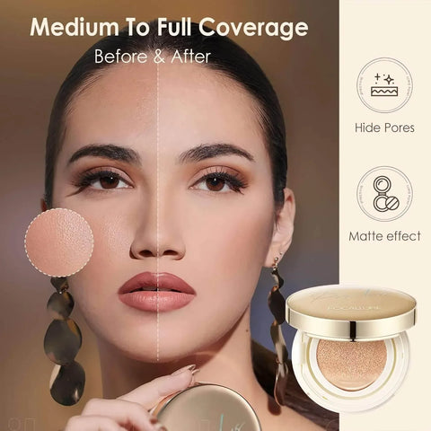 FOCALLURE Poreless BB Cushion Foundation – Full Coverage & Matte Finish - - Pinky Cosmetics -- United Arab Emirates -- Pinky Cosmetics