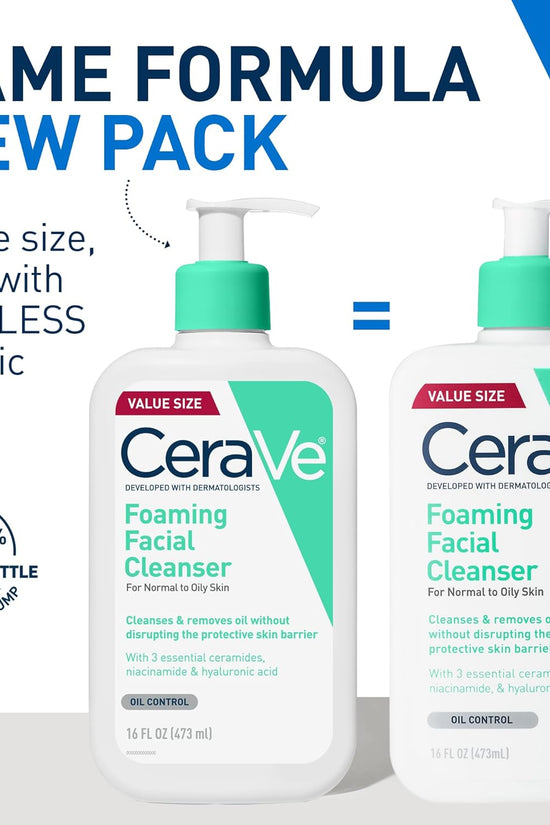 CeraVe foaming facial cleanser normal oily skin in a 355ml recycled bottle, designed for effective oil control and gentle cleansing.