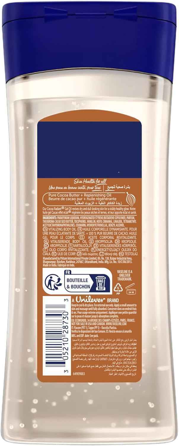 Vaseline Cocoa Radiant Body Oil 200ml - Glowing Skin with Cocoa Butter