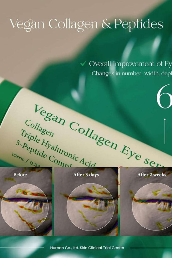 AXIS-Y Vegan Collagen Eye Serum in a sleek bottle, highlighting eye serum benefits for improving wrinkles and hydration