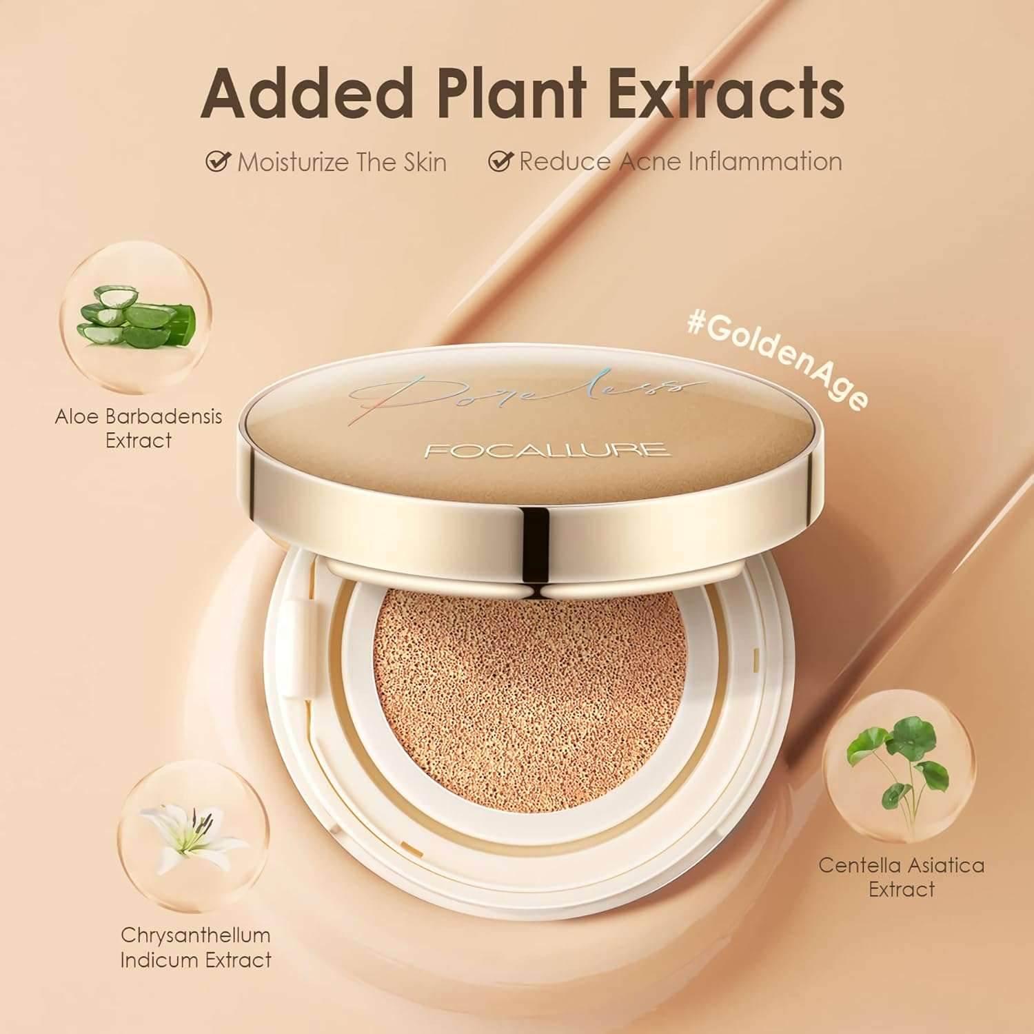 FOCALLURE Poreless BB Cushion Foundation – Full Coverage & Matte Finish - - Pinky Cosmetics -- United Arab Emirates -- Pinky Cosmetics