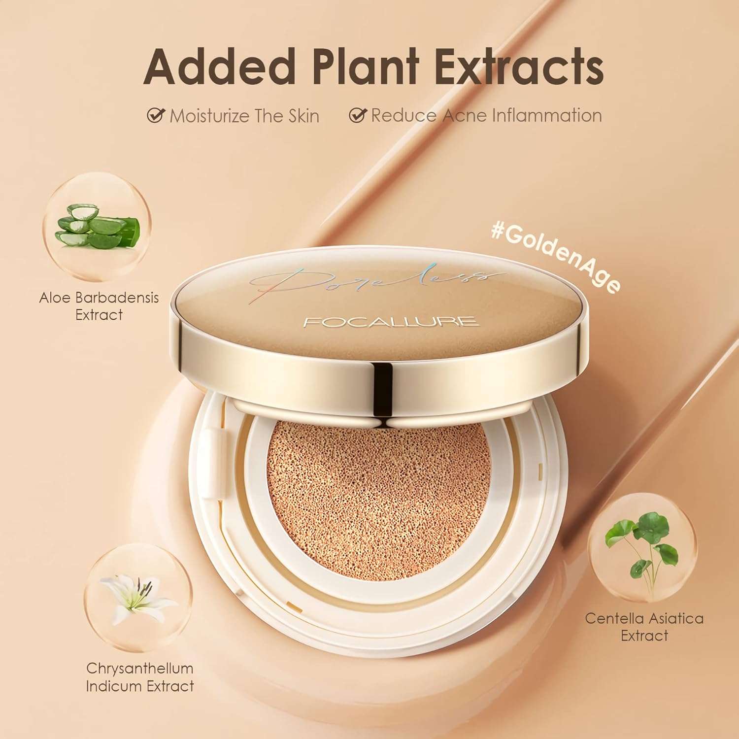 FOCALLURE Poreless BB Cushion Foundation – Full Coverage & Matte Finish