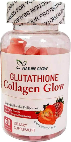 Nature Glow Glutathione Collagen Glow Strawberry Flavor, 60 Organic Chewable Gummies - - Pinky Cosmetics -- United Arab Emirates -- Pinky Cosmetics