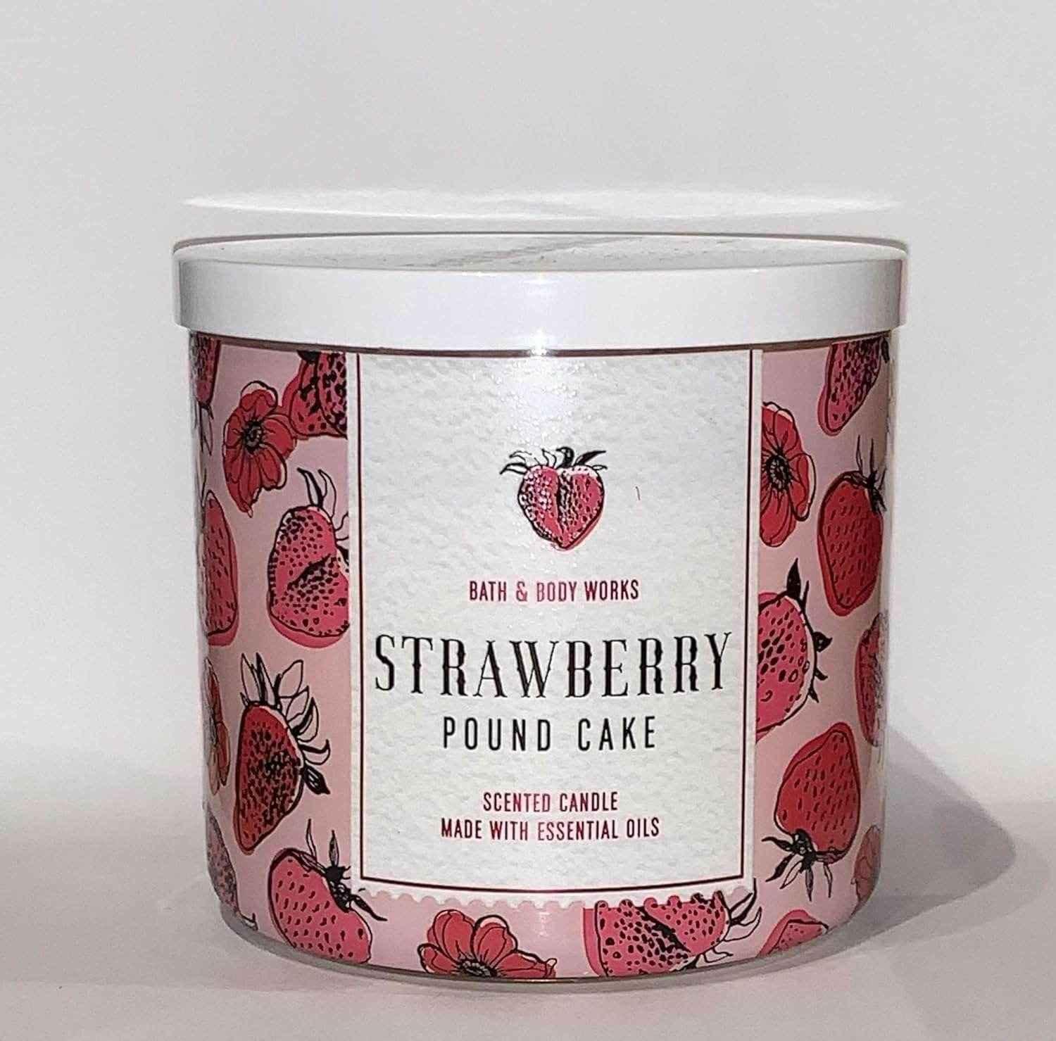 Bath & Body Works Strawberry Pound Cake Candle - 3-Wick - - Pinky Cosmetics -- United Arab Emirates -- Pinky Cosmetics