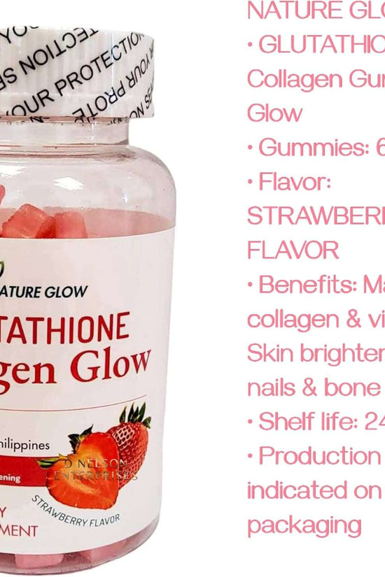 Nature Glow Glutathione Collagen Glow Strawberry Flavor, 60 Organic Chewable Gummies