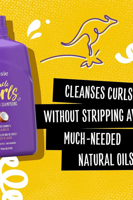 Aussie Miracle Curls Shampoo with Coconut & Jojoba Oil, For All Hair Types, Paraben Free, 26.2 fl oz
