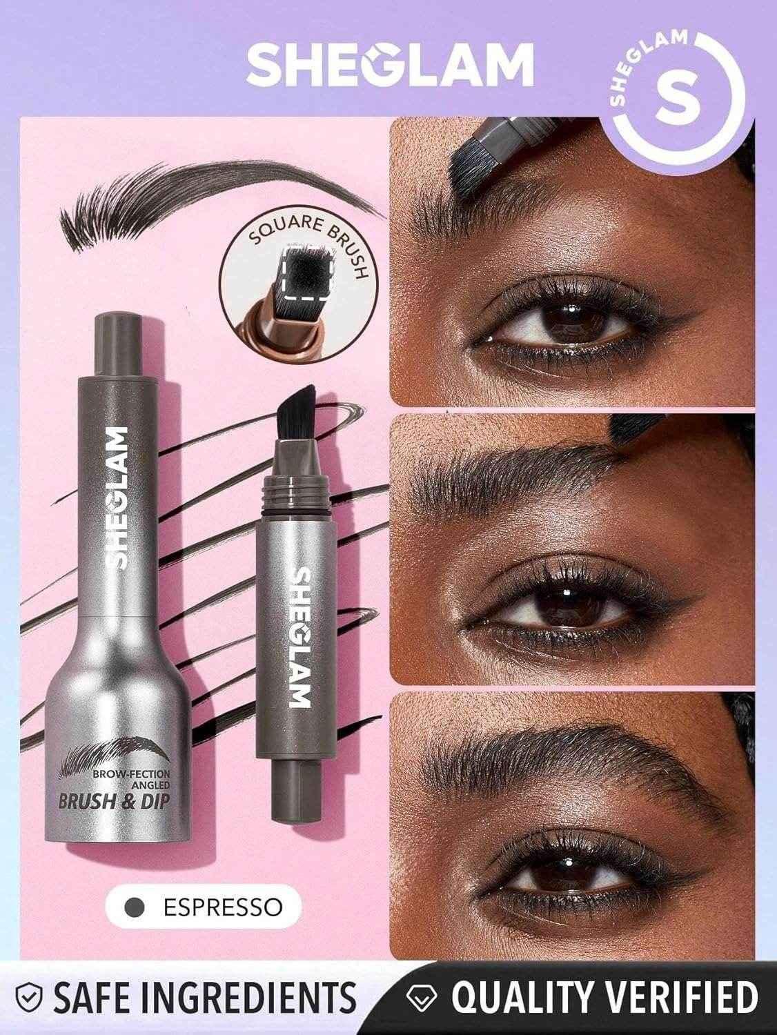 SHEGLAM SHE GLAM Brow-Fection Angled Brush & Dip- Espresso Hair-Like Strokes Liquid Eyebrow Gel Pen Easy To Color Long Lasting Quick Drying Natural Shaping Outlining Filling Eyebrow Makeup,1.2 ml - - Pinky Cosmetics -- United Arab Emirates -- Pinky Cosmetics