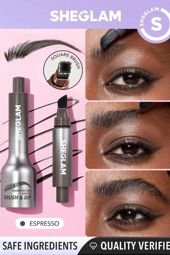 SHEGLAM SHE GLAM Brow-Fection Angled Brush & Dip- Espresso Hair-Like Strokes Liquid Eyebrow Gel Pen Easy To Color Long Lasting Quick Drying Natural Shaping Outlining Filling Eyebrow Makeup,1.2 ml