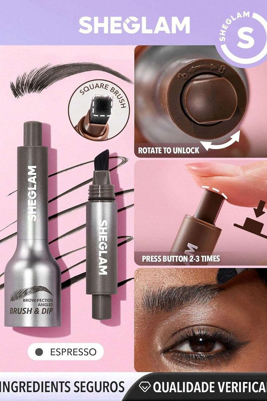 SHEGLAM SHE GLAM Brow-Fection Angled Brush & Dip- Espresso Hair-Like Strokes Liquid Eyebrow Gel Pen Easy To Color Long Lasting Quick Drying Natural Shaping Outlining Filling Eyebrow Makeup,1.2 ml