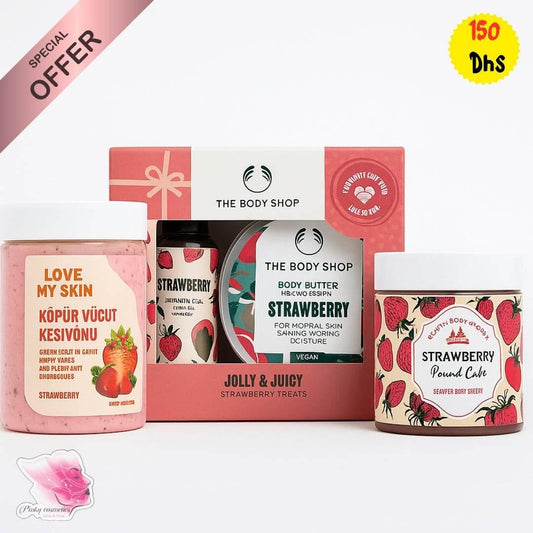 Strawberry Body Set – Body Shop, Bath & Watsons - Strawberry Scented Body Care Gift Set - The Body Shop, Bath & Body Works, Watsons -- United Arab Emirates -- Pinky Cosmetics