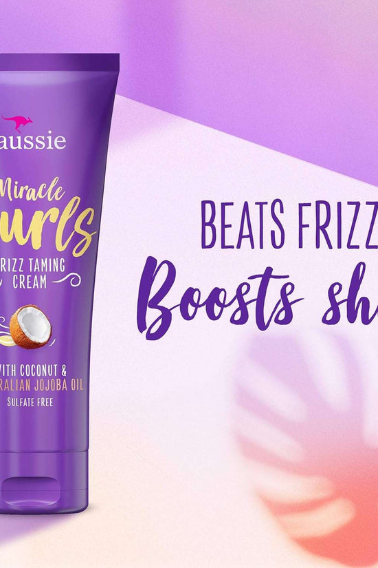 Aussie Miracle Curls Frizz Taming Cream with Coconut & Australian Jojoba Oil, 193g - Sulfate Free + Control Frizz +Smooth + Define
