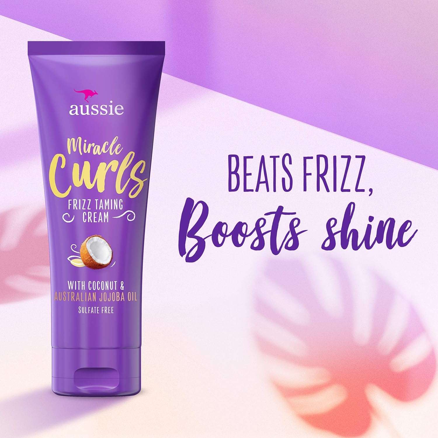 Aussie Miracle Curls Frizz Taming Cream with Coconut & Australian Jojoba Oil, 193g - Sulfate Free + Control Frizz +Smooth + Define