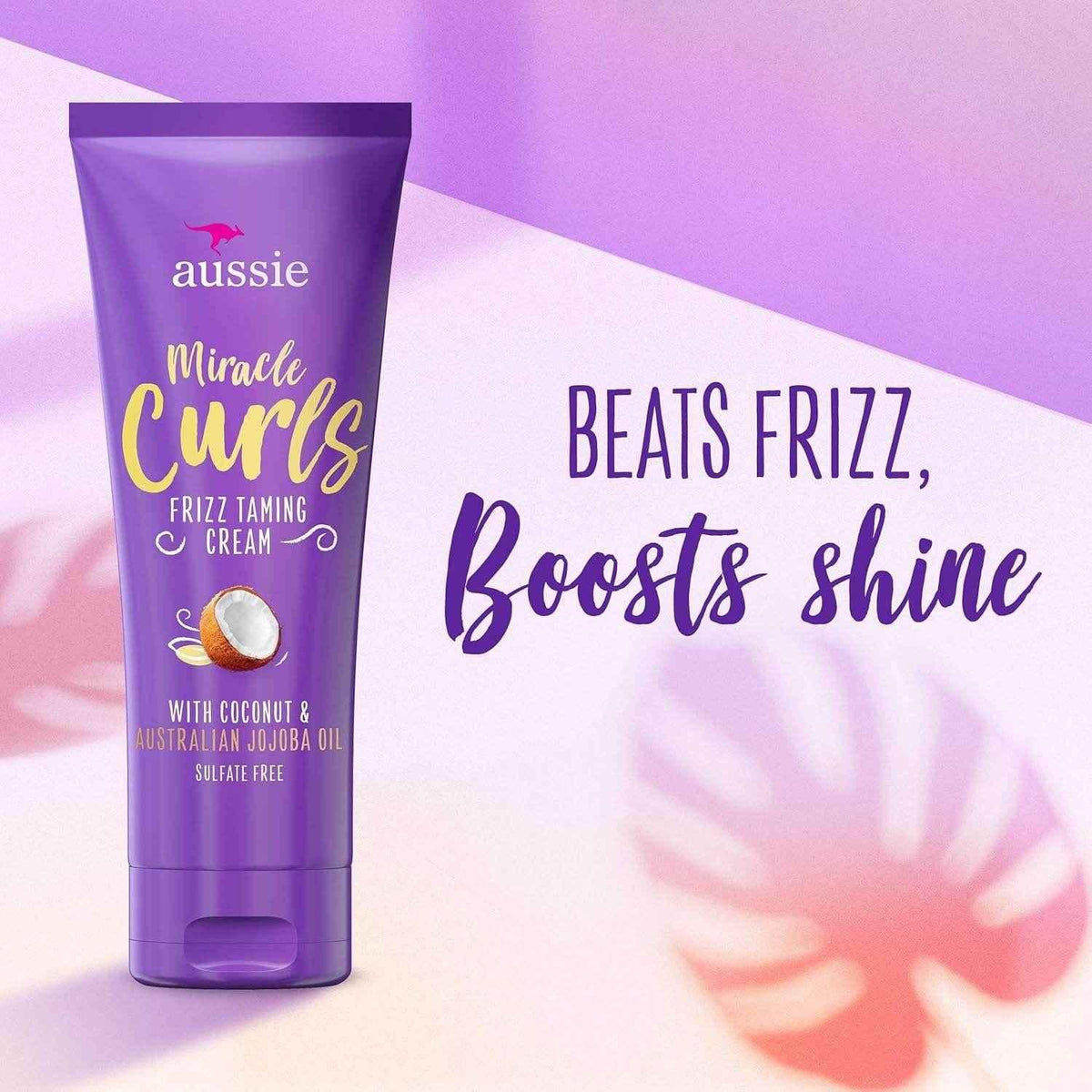 Aussie Miracle Curls Frizz Taming Cream with Coconut & Australian Jojoba Oil, 193g - Sulfate Free + Control Frizz +Smooth + Define - - Pinky Cosmetics -- United Arab Emirates -- Pinky Cosmetics