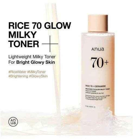 Anua 70+ Rice & Ceramide Glow Milky Toner - Hydrating Facial Toner - Anua -- United Arab Emirates -- Pinky Cosmetics