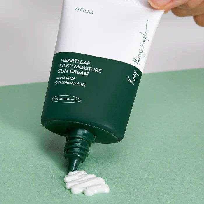 Anua Heartleaf Silky Moisture Sun Cream SPF50+ - SPF Moisturizing Sunscreen - Anua -- United Arab Emirates -- Pinky Cosmetics