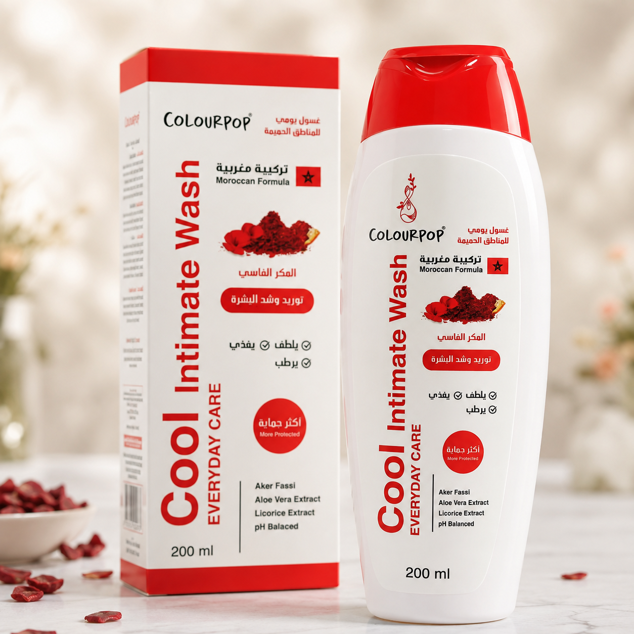 Colourpop Intimate Wash with Aker Fassi 200ml Moroccan Formula front box