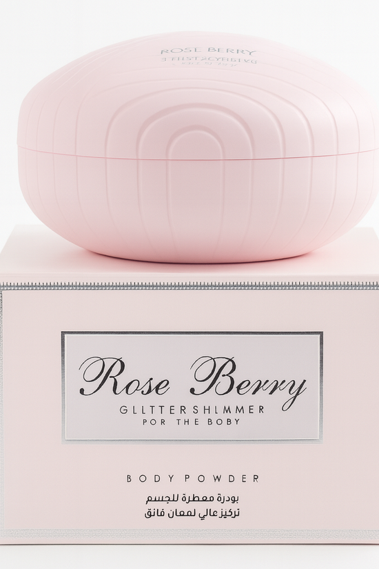 Rose Berry Glitter Shimmer Body Powder - Luminous Shine Rose Berry Body Powder  Pinky Cosmetics
